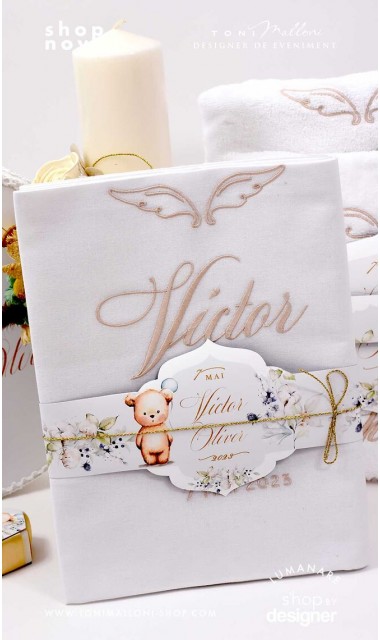 Trusou botez cu ursuleti si motive florale eucalipt Teddy Bear Nude 1
